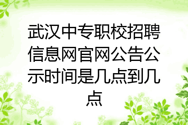 武汉中专职校招聘信息网官网公告公示时间是几点到几点