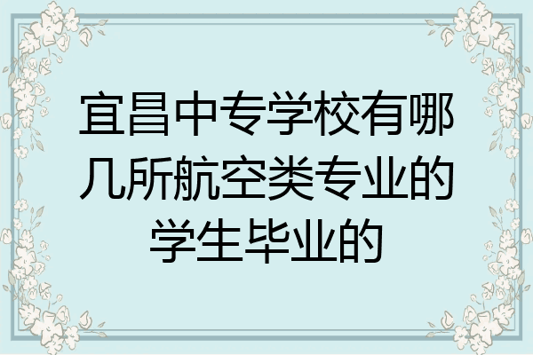 宜昌中专学校有哪几所航空类专业的学生毕业的