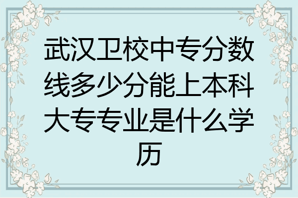 武汉卫校中专分数线多少分能上本科大专专业是什么学历
