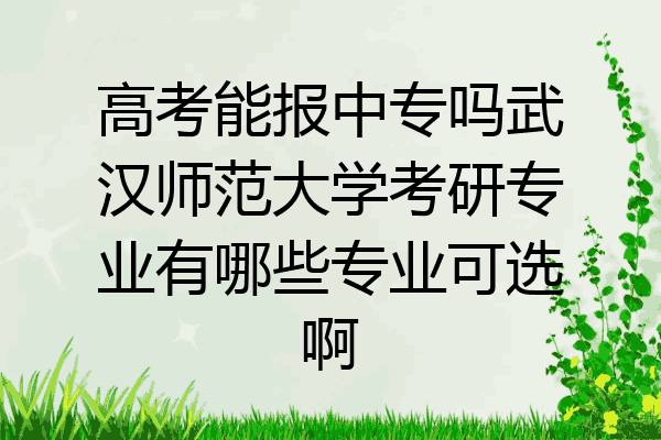 高考能报中专吗武汉师范大学考研专业有哪些专业可选啊