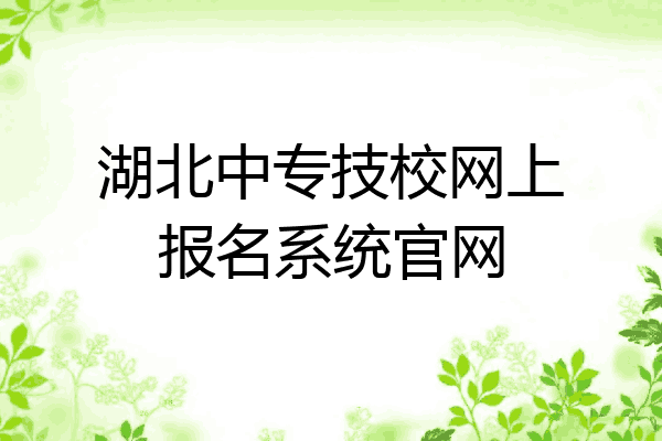 湖北中专技校网上报名系统官网