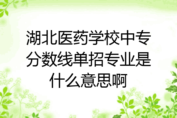 湖北医药学校中专分数线单招专业是什么意思啊