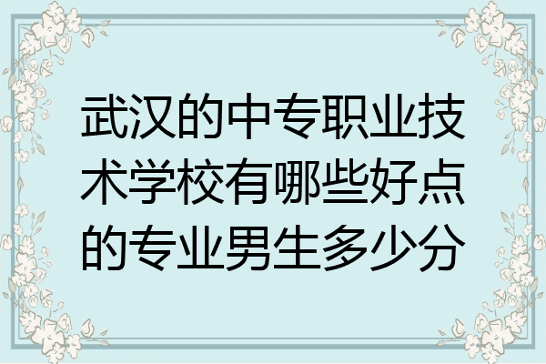 武汉的中专职业技术学校有哪些好点的专业男生多少分