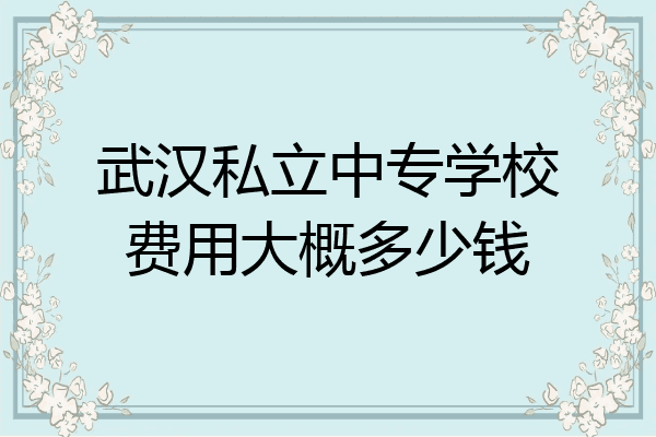 武汉私立中专学校费用大概多少钱