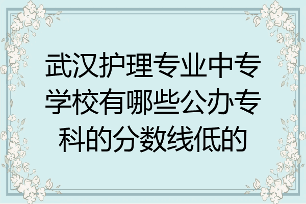 武汉护理专业中专学校有哪些公办专科的分数线低的