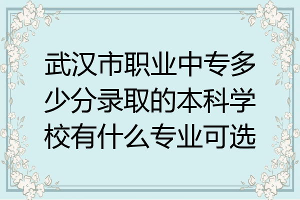 武汉市职业中专多少分录取的本科学校有什么专业可选