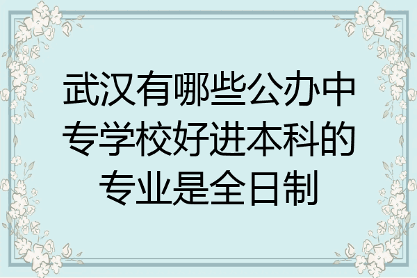 武汉有哪些公办中专学校好进本科的专业是全日制