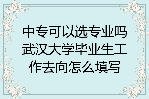 中专可以选专业吗武汉大学毕业生工作去向怎么填写