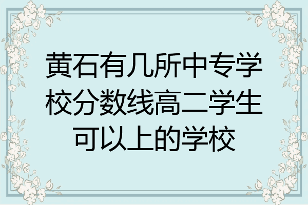 黄石有几所中专学校分数线高二学生可以上的学校
