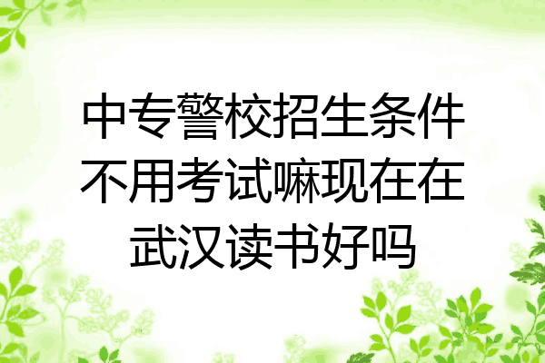 中专警校招生条件不用考试嘛现在在武汉读书好吗