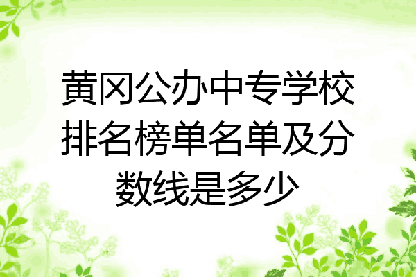 黄冈公办中专学校排名榜单名单及分数线是多少