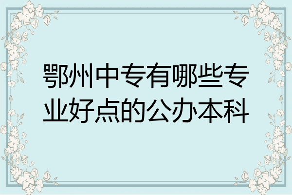 鄂州中专有哪些专业好点的公办本科