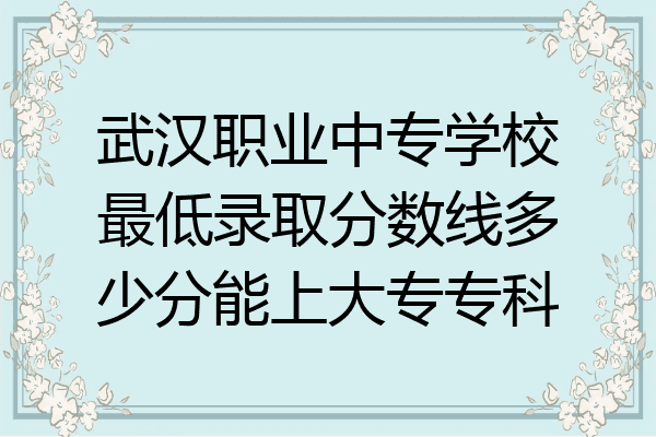 武汉职业中专学校最低录取分数线多少分能上大专专科