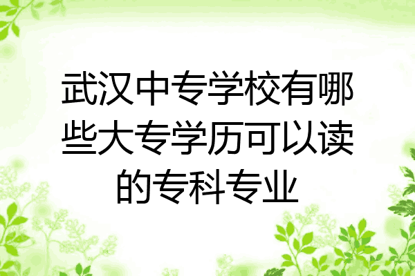 武汉中专学校有哪些大专学历可以读的专科专业