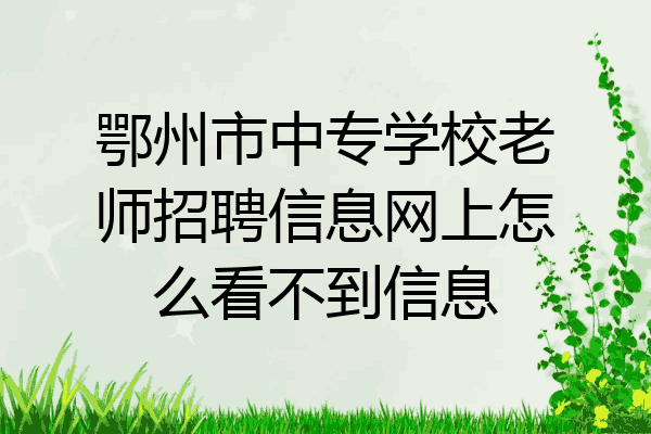 鄂州市中专学校老师招聘信息网上怎么看不到信息