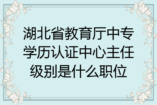 湖北省教育厅中专学历认证中心主任级别是什么职位
