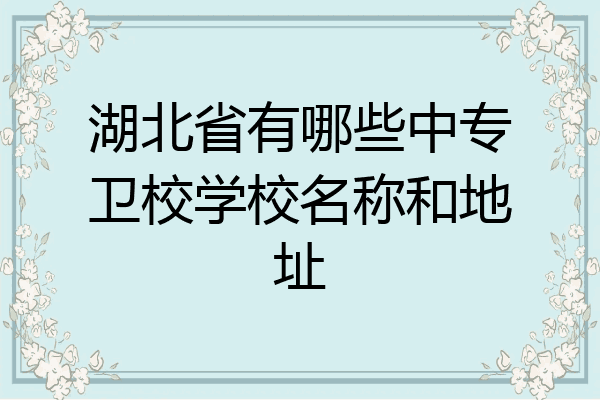 湖北省有哪些中专卫校学校名称和地址