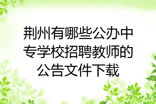 荆州有哪些公办中专学校招聘教师的公告文件下载