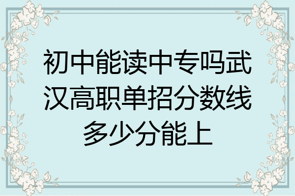 初中能读中专吗武汉高职单招分数线多少分能上