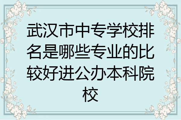 武汉市中专学校排名是哪些专业的比较好进公办本科院校