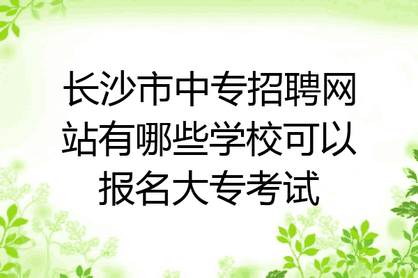 长沙市中专招聘网站有哪些学校可以报名大专考试