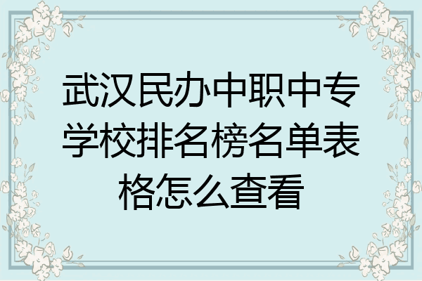 武汉民办中职中专学校排名榜名单表格怎么查看