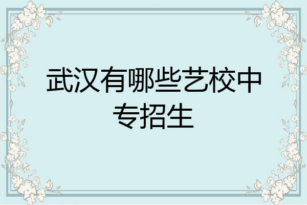 武汉有哪些艺校中专招生