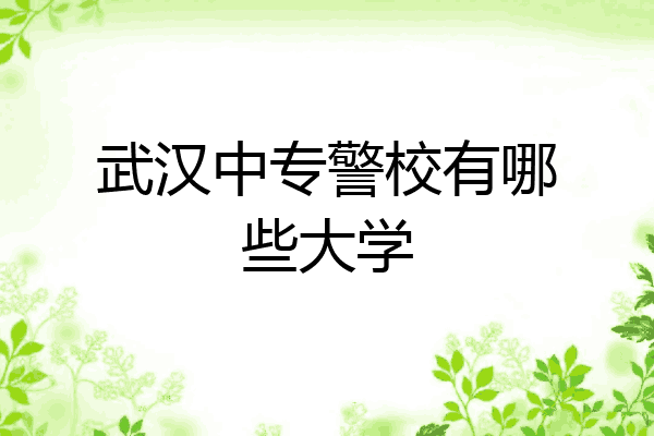 武汉中专警校有哪些大学