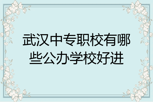 武汉中专职校有哪些公办学校好进