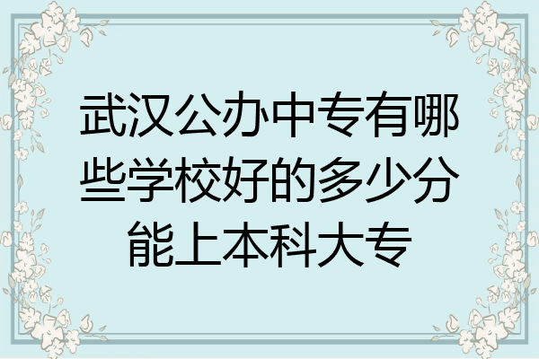 武汉公办中专有哪些学校好的多少分能上本科大专