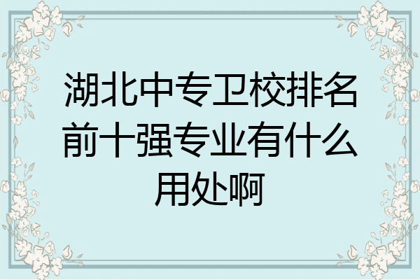 湖北中专卫校排名前十强专业有什么用处啊