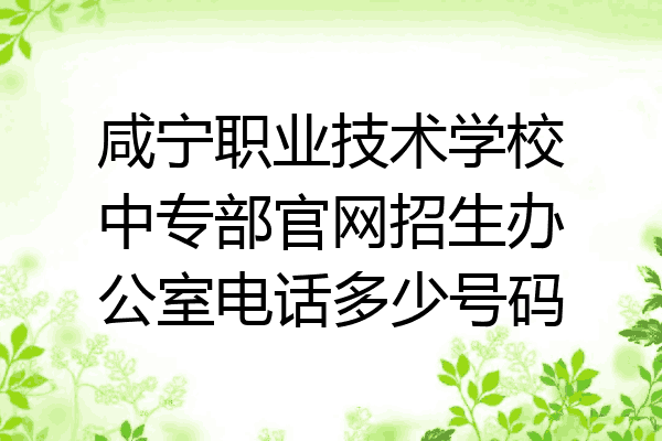 咸宁职业技术学校中专部官网招生办公室电话多少号码
