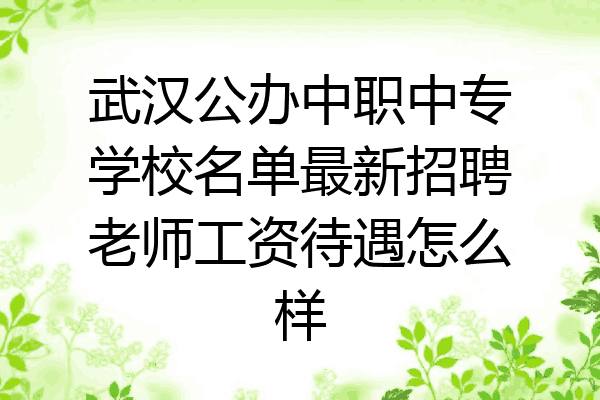 武汉公办中职中专学校名单最新招聘老师工资待遇怎么样