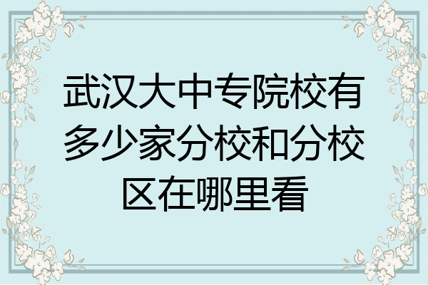 武汉大中专院校有多少家分校和分校区在哪里看