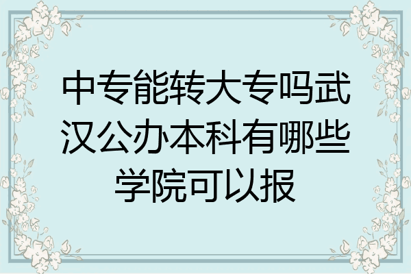 中专能转大专吗武汉公办本科有哪些学院可以报