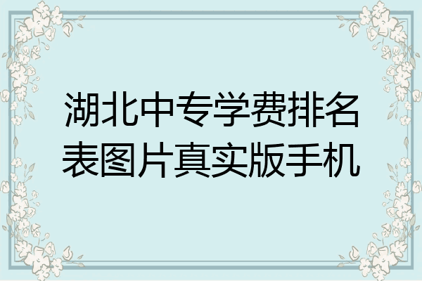 湖北中专学费排名表图片真实版手机