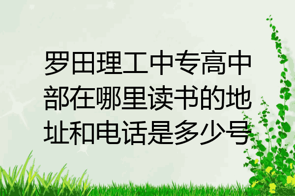 罗田理工中专高中部在哪里读书的地址和电话是多少号