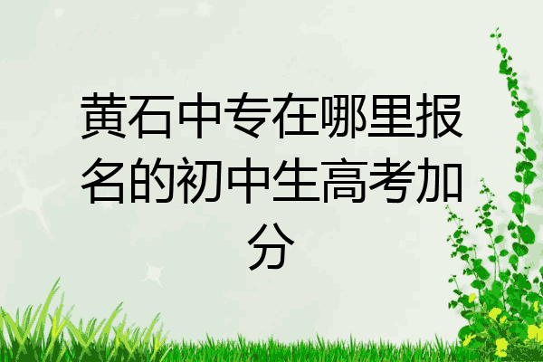 黄石中专在哪里报名的初中生高考加分