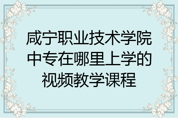 咸宁职业技术学院中专在哪里上学的视频教学课程
