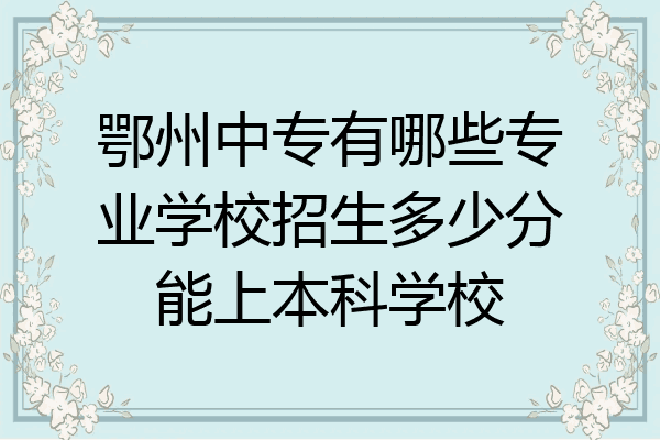 鄂州中专有哪些专业学校招生多少分能上本科学校