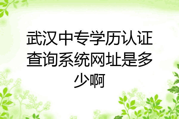 武汉中专学历认证查询系统网址是多少啊