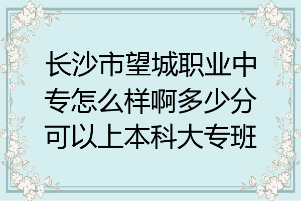 长沙市望城职业中专怎么样啊多少分可以上本科大专班
