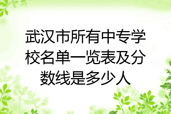 武汉市所有中专学校名单一览表及分数线是多少人