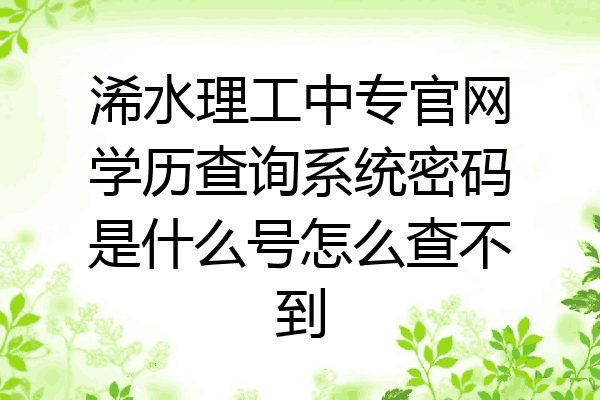 浠水理工中专官网学历查询系统密码是什么号怎么查不到