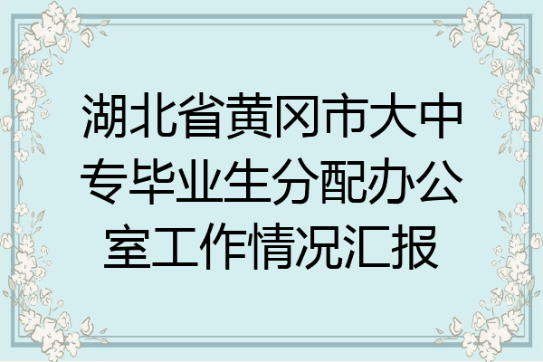 湖北省黄冈市大中专毕业生分配办公室工作情况汇报