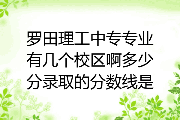 罗田理工中专专业有几个校区啊多少分录取的分数线是