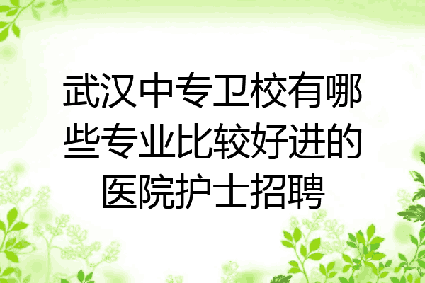 武汉中专卫校有哪些专业比较好进的医院护士招聘