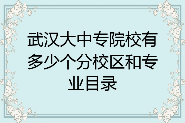 武汉大中专院校有多少个分校区和专业目录