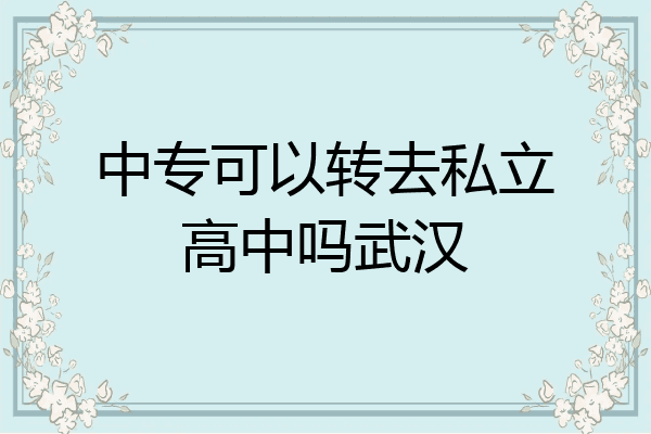 中专可以转去私立高中吗武汉