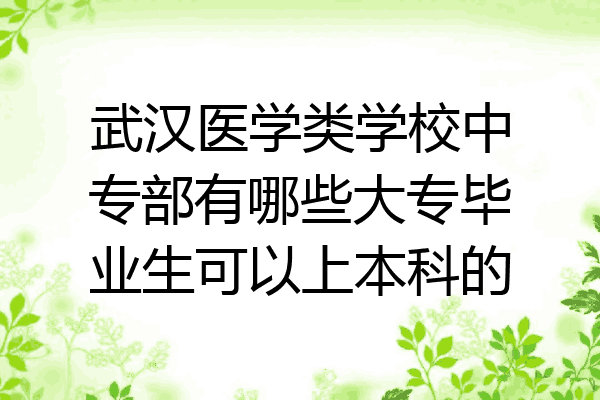 武汉医学类学校中专部有哪些大专毕业生可以上本科的